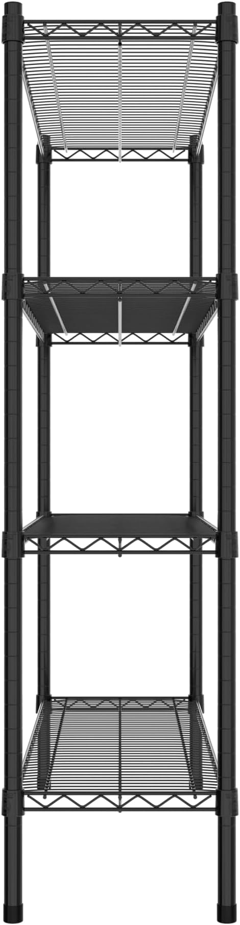 Commercial NSF Listed Black Epoxy Stationary Wire Shelving Kit 14" x 42" x 54", with 4 Shelves Perfect for Warehouse, Walk-in Refrigerator, Freezer, Grocery Store, Restaurant, Dishroom