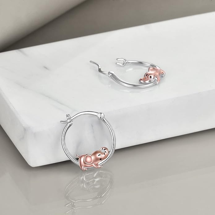 Fox/Pig/Mushroom/Cat Earrings Sterling Silver Cute Hoop Earrings Animal Jewelry Gifts for Women Daughter