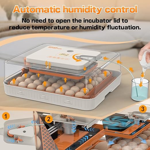 HOWOOlUA 56 Egg Incubator for Hatching Eggs with Auto Turn, Temp & Humidity Control, Built-in Candler Large Capacity Egg Incubator for Chicken Duck Goose Eggs