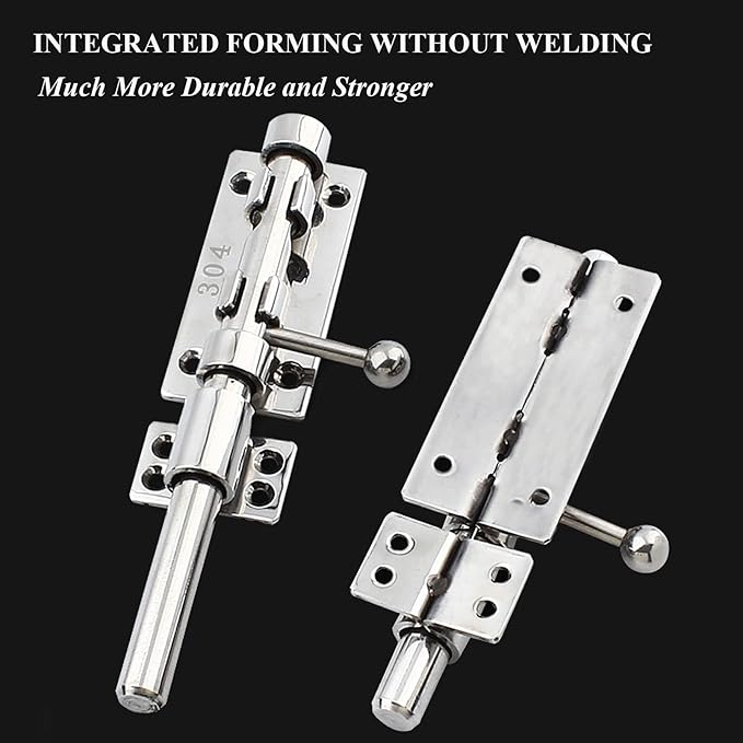 6in Slide Bolt Gate Latch 304 Stainless Steel Barrel Bolt Latch Heavy Duty Door Security Lock Thickened Door Latches Hardware with Mounting Screws for Barn Fence Shed Basement