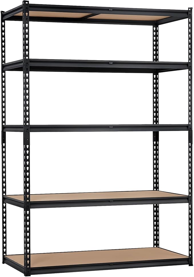 CABIHOME Garage Storage Shelves 5 Tiers, 48" W x 18" D x 72" H Heavy Duty Metal Shelving Unit, 2500 LBS Capacity Adjustable Boltless Storage Rack with MDF Boards for Garage, Pantry, Basement, or Wareh