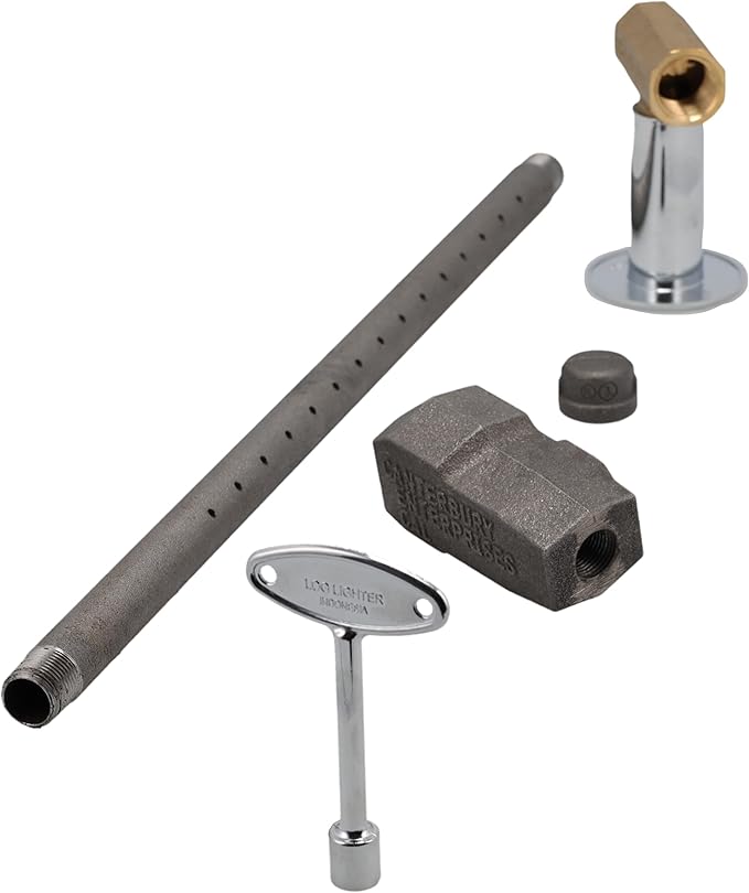 Supplying Demand LLKIT-LPS-CP Fireplace Fire Pit | Log Lighter Install Kit with Straight Pattern LP Gas Log Lighter, 1/2" Straight Stop Valve - Polished Chrome with Escutcheon and 3" Key