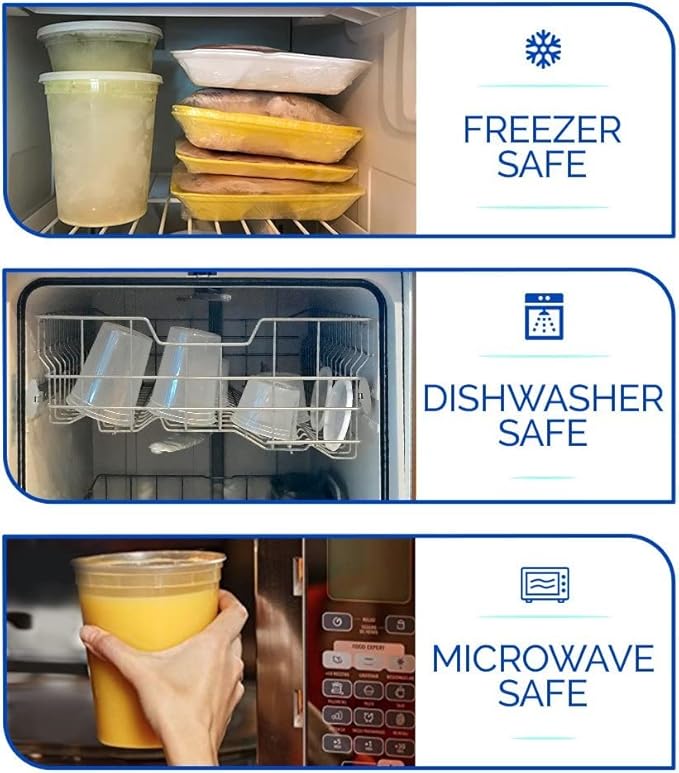 Healthy Packers Food Storage Containers with Airtight Lids (8 oz, 24 Pack) - Clear Plastic Food Storage Jars - Great for Your Slime Kit - BPA Free| Leakproof - Microwaveable - Reusable & Freezer Safe