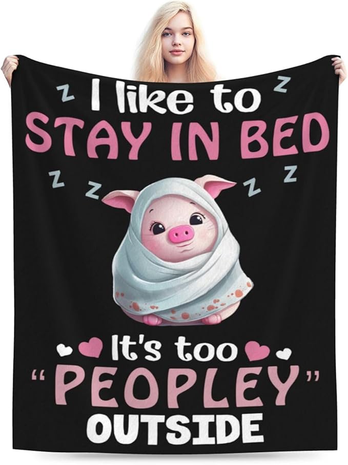 Pig Blanket, Soft Plush Fleece Animal Throw Blanket - Cozy Warm Stuffed Blankets Bedding Funny Pig Gifts for Women Girls Kids Adults 50"X60"