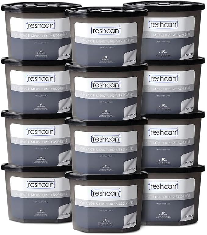 Moisture Absorber Bundle, Room and Closet Freshener, Odor Absorber for Home, Rooms, Basement, Garage, Prevents Musty Odor, Controls Moisture, Pack of 12, Charcoal