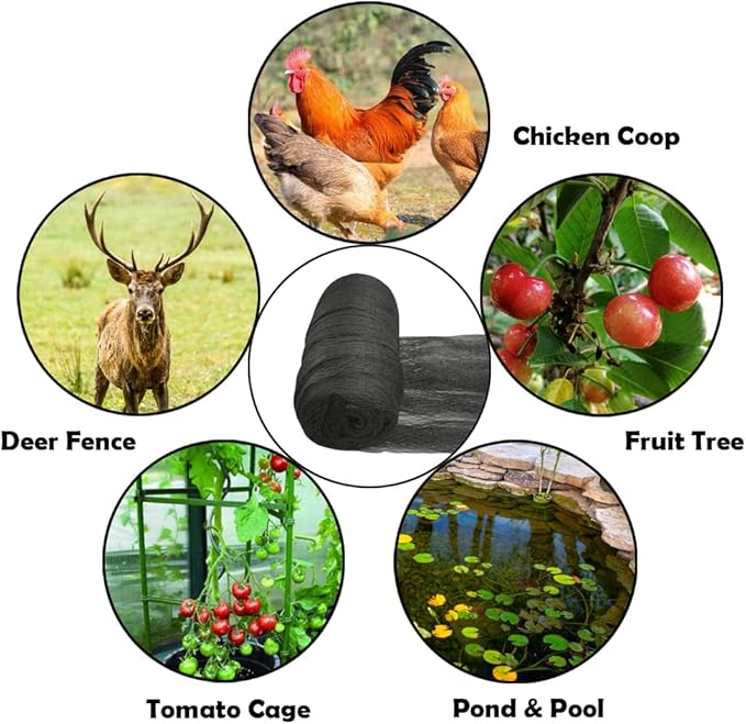 Meanchen Bird Netting 7.5x65 Ft, 1/2 in Mesh Heavy Duty Garden Netting for Plants, Fruit Trees, Vegetables, Extra Strong Woven Mesh Netting Against Birds, Deer, Poultry for Chicken Coop