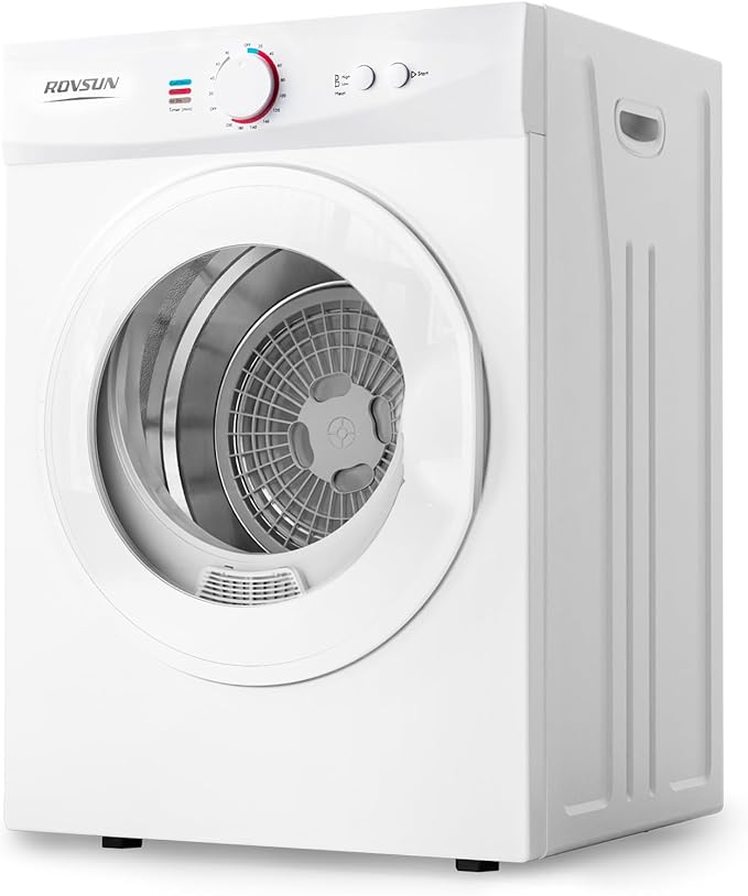ROVSUN 1.8 Cu.Ft Portable Clothes Dryer, Front Load Dryer Machine, Compact Laundry Dryer with Stainless Steel Tub for Apartment, Home, Dorm (Classic Knob Control)