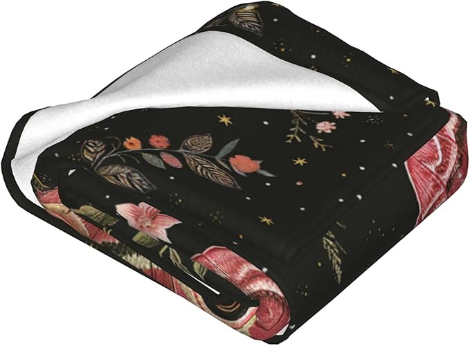 Moth Blanket Butterfly Decor Throw Blanket Comfy Plush Flannel Fleece Warm Soft Fluffy Fuzzy Blanket Gothic Gifts for Girls Boys Women Teens for Room Bed Sofa Couch 40"X50"