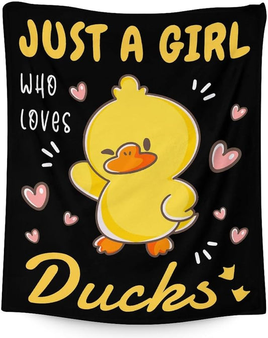 Duck Throw Blanket - Soft, Fuzzy & Warm - 60x80 Inches Twin Size Blanket for Bed, Couch - Black Cute Throw Gift for Girls, Boys