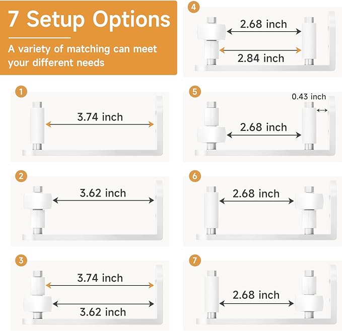 2PCS Sliding Barn Door Floor Guide, Adjustable Rollers Barn Door Hardware, Barn Door Rollers, Flush Flat Bottom Design, Rounded Edge Design (White)