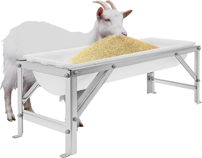 Livestock Feed Trough & Goat Water Trough, 35L/9.25Gal Capacity Long Feeder with Triangular-Structure Stand, Large Capacity Livestock Feeder for Sheep Deer Pigs Horses Cows Farm Use