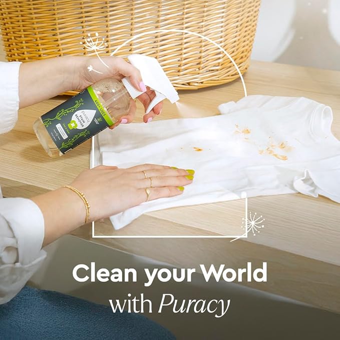 Puracy Stain Remover, Travel and Laundry Stain Cleaner for Clothes, Baby Essentials, Kids Stains, Oil and Fabric Spot Cleaner, Unscented (Stain Remover Spray, 12 fl oz)