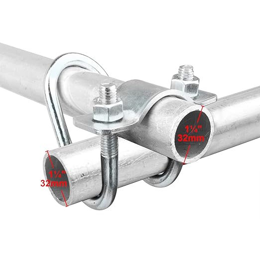 10 PCS Cross-Connector Vertical Pipe Clip for 1-1/4" (1.25" OD) Round Tube, Crossover Tube Clamps for Farm, Greenhouse, Tripods