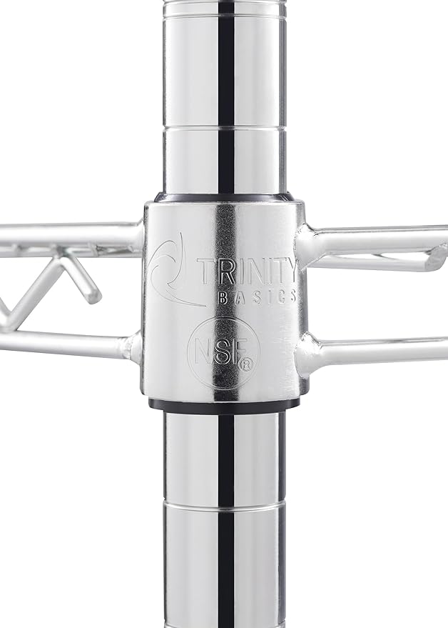 Trinity Basics TBFC-0931 5-Tier Adjustable Wire Shelving with Wheels for Kitchen Organization, Garage Storage, Laundry Room, NSF Certified, 600 to 2250 Pound Capacity, 60” by 24” by 77”, Chrome