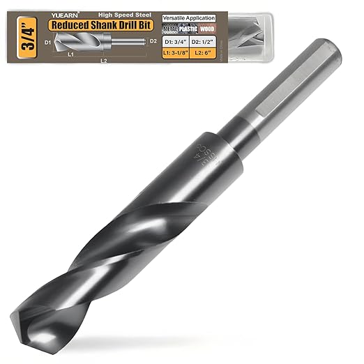 3/4 Inch Drill Bit for Metal - Industrial Grade M35 Cobalt Titanium Aluminum Nitrite with 3-Flat Shank, 3/4" Diameter & 6-1/2" Total Length for Drilling into Steel, Iron, Aluminum and Hard Metals