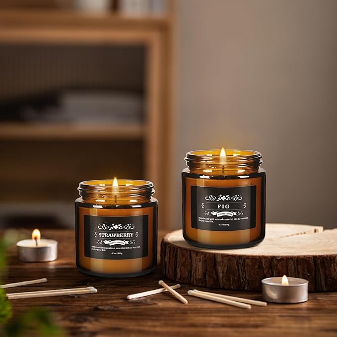 12 Pack Black Apothecary Jar Scented Candles - Natural Soy Wax with Premium Essential Oils, 3.5oz/100g Each, Relaxing Gift Set for Home Decor,Party,Christmas and Other Festivals