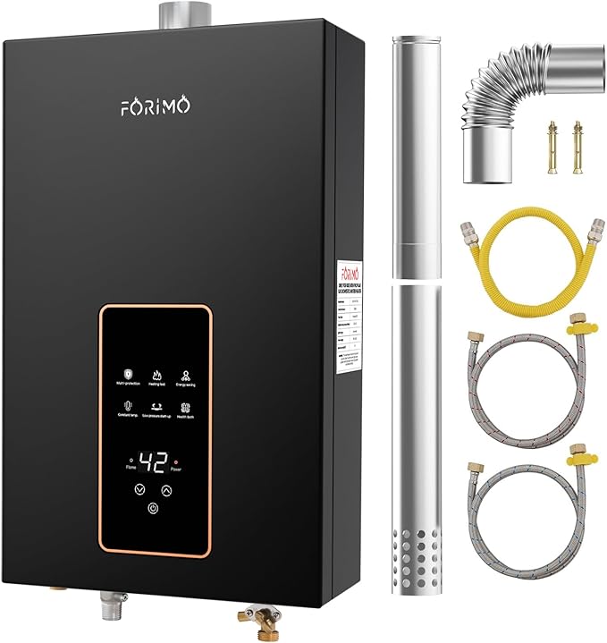 Natural Gas Tankless Water Heater, 4.74 GPM 18L Indoor,Constant propane water heater,Instant Hot Natural Gas Water Heater with Fahrenheit Digital Display,Multi-Protection