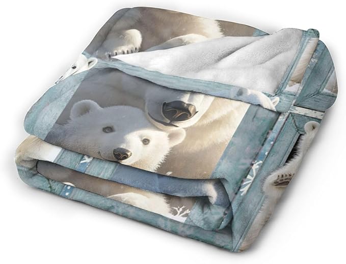 Polar Bear Blanket Gifts for Girls Boys Snowflakes Throw Blankets Cozy Plush Fleece Flannel Fuzzy for Women Men Decor 80"X60"