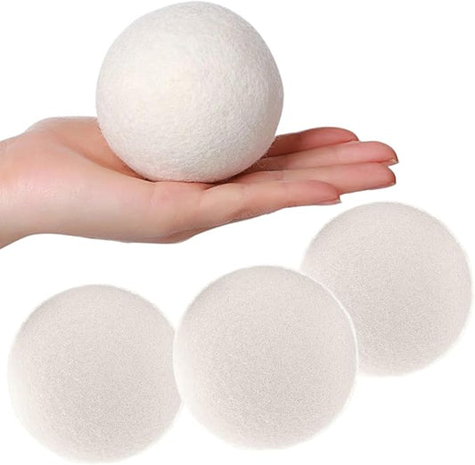 Wool Dryer Balls Organic Premium | 4 Balls XL, Ethically & Humanely Made, Natural Fabric Softener, Laundry Dryer Balls Reusable, Wrinkle Release, Organic Fabric Softener Ball, Say No! to Dryer Sheets