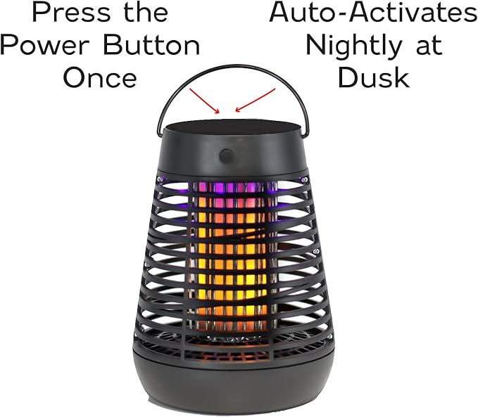 PIC Portable Solar Insect Killer Torch (FLPT), Bug Zapper and Flame Accent Light, Kills Bugs on Contact - Twin Pack