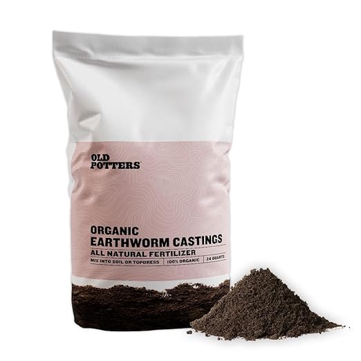 Old Potters Organic Earthworm Casting All-Natural Fertilizer for Indoor and Outdoor Planting, Enhances Root and Overall Health, Revitalizes Soil with Health Microbes, 25 lbs