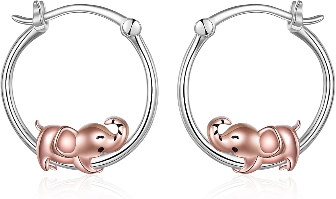 Fox/Pig/Mushroom/Cat Earrings Sterling Silver Cute Hoop Earrings Animal Jewelry Gifts for Women Daughter