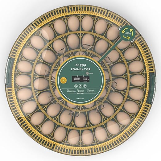 HOWOOlUA 52 Egg Incubator for Hatching Eggs with Auto Turn, Temp Control & Humidity Display, Built-in Candler Large Capacity Egg Incubator for Chicken Quail Duck Goose Eggs (52A-Green)