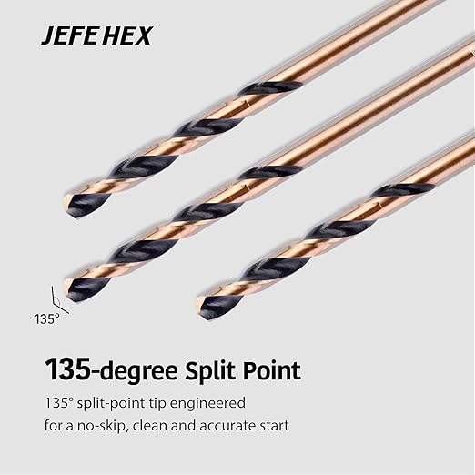 1/4" High Speed Steel Black & Gold Coated Drill Bit, Jobber Length with 3-Flat Shank, 135 Degree Split Point. Ideal for Steel, Wood and Plastics. Suitable for DIY & General Purpose Usage. (3 pcs)