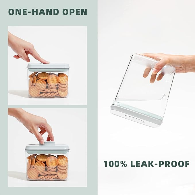 Pop Top Food Storage Containers, Leakproof Pantry Food Storage Containers, Kitchen Storage Containers with Lids Airtight 3-Piece - 3.5Qt/2.1Qt/1.3Qt