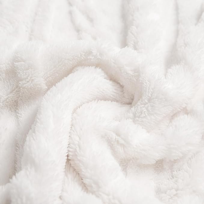 YUSOKI Sherpa Queen Size Blanket-3D Stylish Design Super Soft Fuzzy Cozy Warm Blanket Thick Plush Fluffy Furry Blankets for Teen Girls Women Couch Bed Sofa Chair Men Boys Gift(Ivory,90"x90")