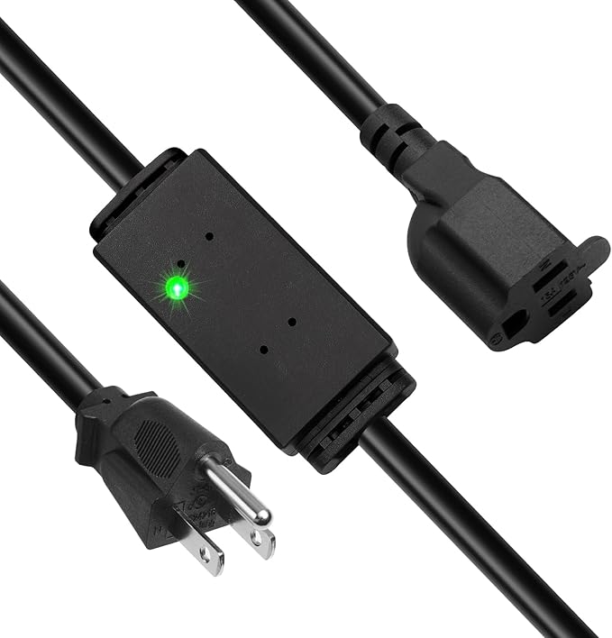 Thermostat Controlled Extension Cord - On at 32°F/Off at 50 °F, Thermostat Controlled Outlet No Need to Close Manually, for Chicken Water Coop Heater Heated Water Bowl Bird Bath Deicer Roof Cable