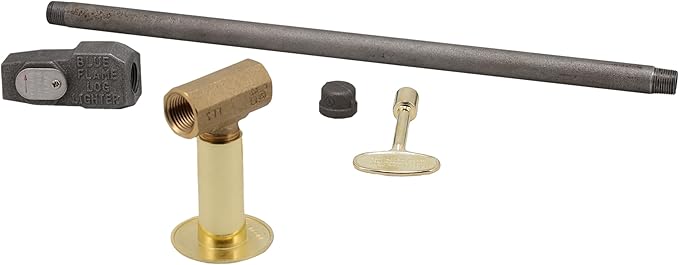 Supplying Demand LLKIT-LPA-PBR Fireplace Fire Pit | Log Lighter Install Kit with Straight Pattern LP Gas Log Lighter, 1/2" Angle Stop Valve - Polished Brass with Escutcheon and 3" Key