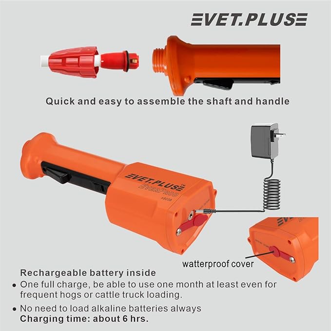 Rechargeable Waterproof Livestock Prod for Cows Cattle and Swine prod hog prod Animal prod for Big Large Dogs (NOT for Small Dog OR Pets), Shaft Length 28", Total Length 38 1/2 inch