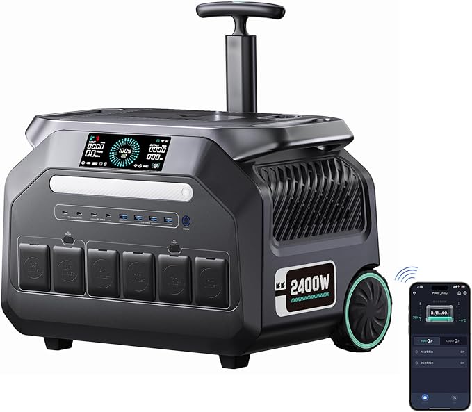 IEE P2400 Solar Generator,2400W/2048Wh Solar power station(5000W Peak),1800W Super Fast Charging, LiFePO4 (LFP) Battery,APP Control Emergency Power Station for Home, Camping, RV and Power Outages