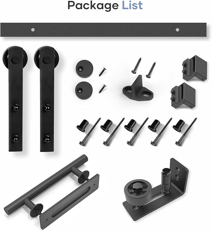 EaseLife 6.7FT Sliding Barn Door Track and Handle Hardware Kit, Straight Pulley,Slide Smoothly Quietly,Easy Install (6.7FT Track Kit for 36"~40" Wide Single Door)