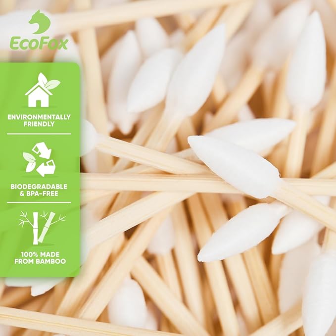 Precision Tip Cotton Swabs 200 Count | Compostable & Pure Cotton Pointed Bamboo Swabs | Plant-Sourced Materials | Perfect for Nails & Makeup, Fine Cleaning, Arts & Crafts
