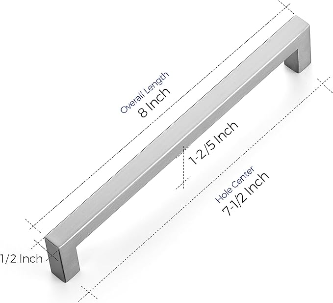 Ravinte 40 Pack 7-1/2 Inch Kitchen Square Cabinet Handles Satin Nickel Pulls Brushed Nickel Kitchen Cabinet Hardware Handles for Cupboard Drawer Pulls