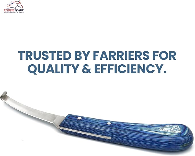 Equine Care Right-Handed Hoof Knife – Narrow Razor-Sharp J2 Stainless Steel Blade, Ergonomic Non-Slip Handle | Professional Farrier Tool for Trimming Horse, Cow, and Goat Hooves | Rust-Resistant.