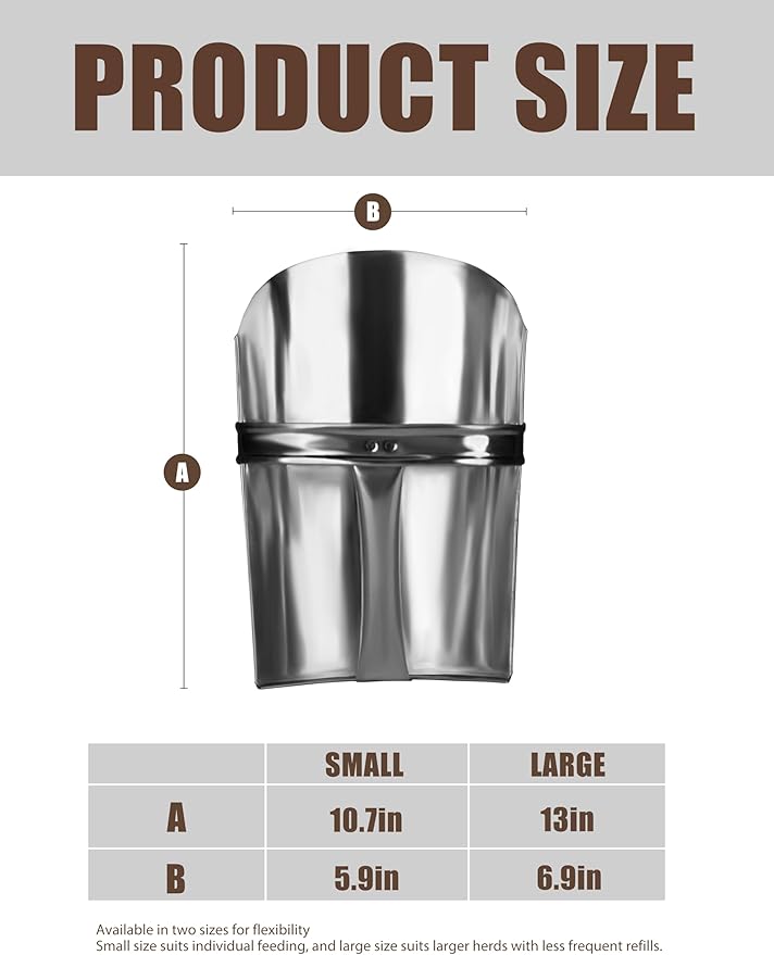 Tackmore 2/Pack Galvanized Feed Scoops for Horses,Feed Scoop for Livestock Heavy Duty Stackable 2 Sizes Metal Feed Scoop