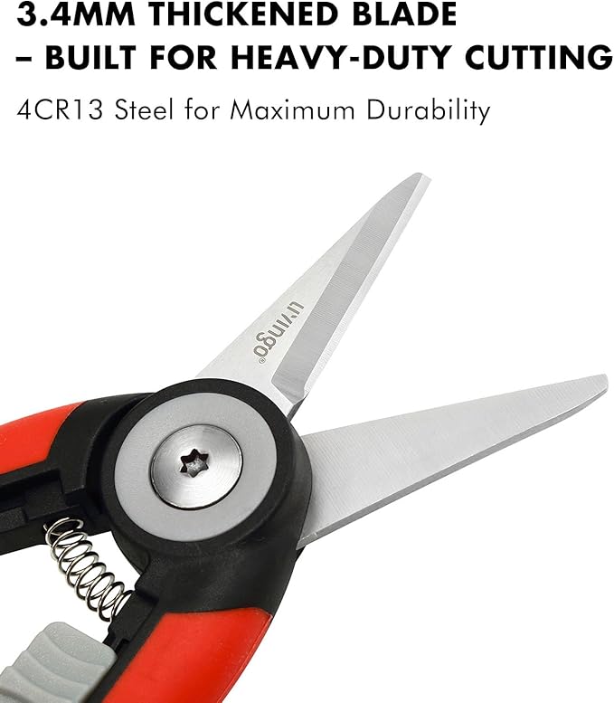 LIVINGO Precision Garden Pruning Shears - Straight Blade Floral Scissors with Non-Slip Handle for Trimming, 8.5" Gardening Clippers for Flowers, Herbs, Bonsai & Indoor Plants