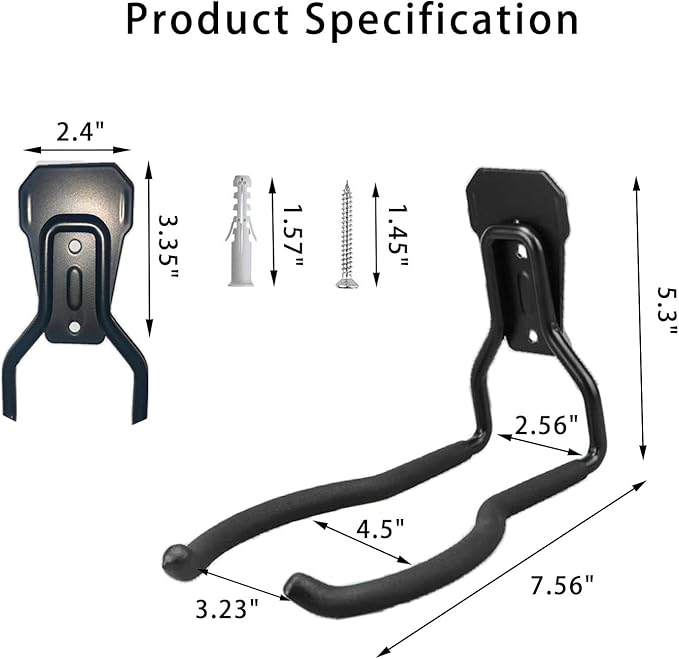 Weedeater Hanger, String Trimmer Hanger and Wall Mounted Power Tool Holder, Garage Utility Hooks for Storage- Black, 3-Pcs