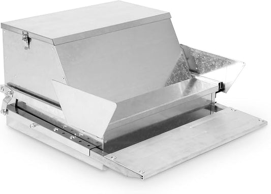 Confote Large Automatic Chicken Feeder Box 20 lbs Galvanized Metal Feed Chicken Feeder Sturdy Galvanized Steel Poultry Feeders - No Spill with Weatherproof Lid for 6-12 Chickens