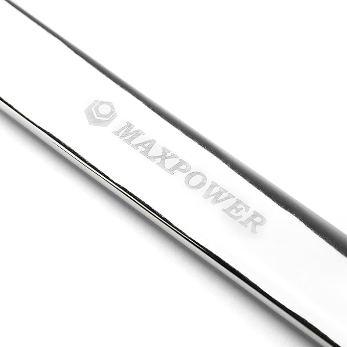 MAXPOWER 8PCS SAE Combination Wrench Set, Professional Open and Box End Spanners with Mirror Finish, Made with Forged and Heat-Treated Cr-V Steel, 12-Point Design, Size Includes 5/16in - 7/8in