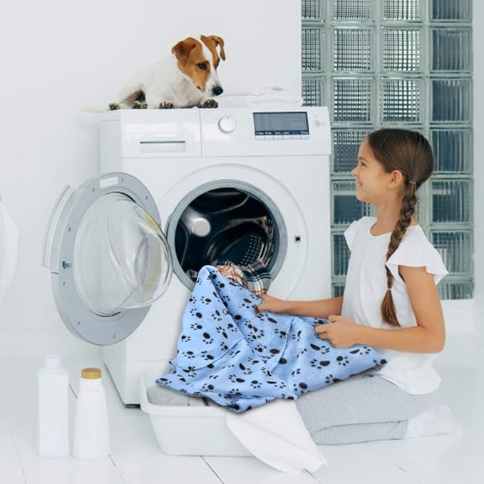 Comsmart Dog Blankets for Small Dogs, 6 Pack Puppy Blanket Cute Paw Print Pet Blanket for Dog, Puppy, Cat, Kitten, 39x35 inches, Blue