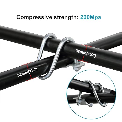 10 PCS Cross-Connector Vertical Pipe Clip for 1-1/4" (1.25" OD) Round Tube, Crossover Tube Clamps for Farm, Greenhouse, Tripods