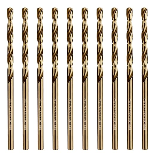 5/32 Inch Cobalt Drill Bits 10Pcs - HPHOPE M35 HSS Metal Twist Drill Bits Set, Jobber Drill Bits Length and Straight Shank, Suitable for Drilling in Hard Metal, Stainless Steel, Cast Iron