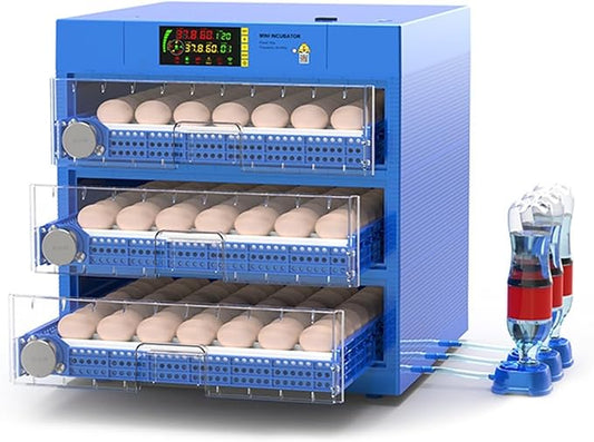 Generic Automatic Egg Incubator, Farm Poultry Hatcher Machine, LED High-Efficiency Automatic Egg Turning & Temperature Control for Hatching Chicken Duck Goose Birds(Color:192 Egg), Blue