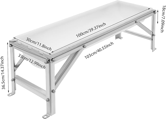 Livestock Feed Trough with Stand, 35L/9.25Gal Capacity Livestock Water Trough with Triangular-Structure Stand 39" Long Portable Farm Animal Feeder for Calves, Pigs, Sheep and Horses (White)