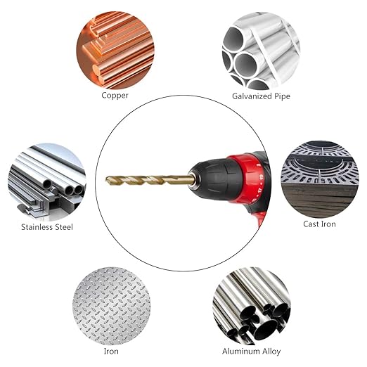 3/8" Cobalt Drill Bits 5Pcs - BAIDETS M35 3/8 Inch HSS Metal Twist Drill Bits Set for Hard Metal, Stainless Steel, Cast Iron and Other Hard Materials