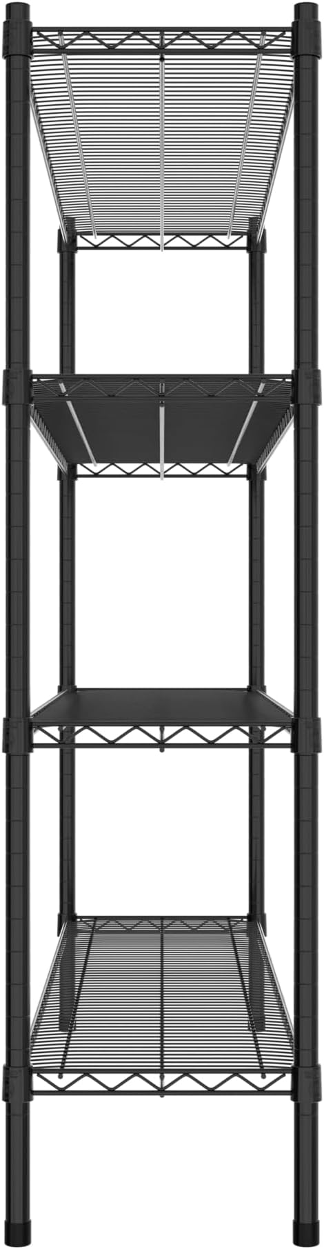 Commercial NSF Listed Black Epoxy Stationary Wire Shelving Kit 14" x 54" x 54", with 4 Shelves Perfect for Warehouse, Walk-in Refrigerator, Freezer, Grocery Store, Restaurant, Dishroom
